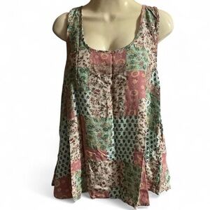 Suzanne Betro | Floral Patchwork Rayon Tank – Women’s 1X